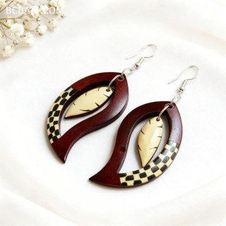 New Design Painting Wood Earrings Premium Handmade